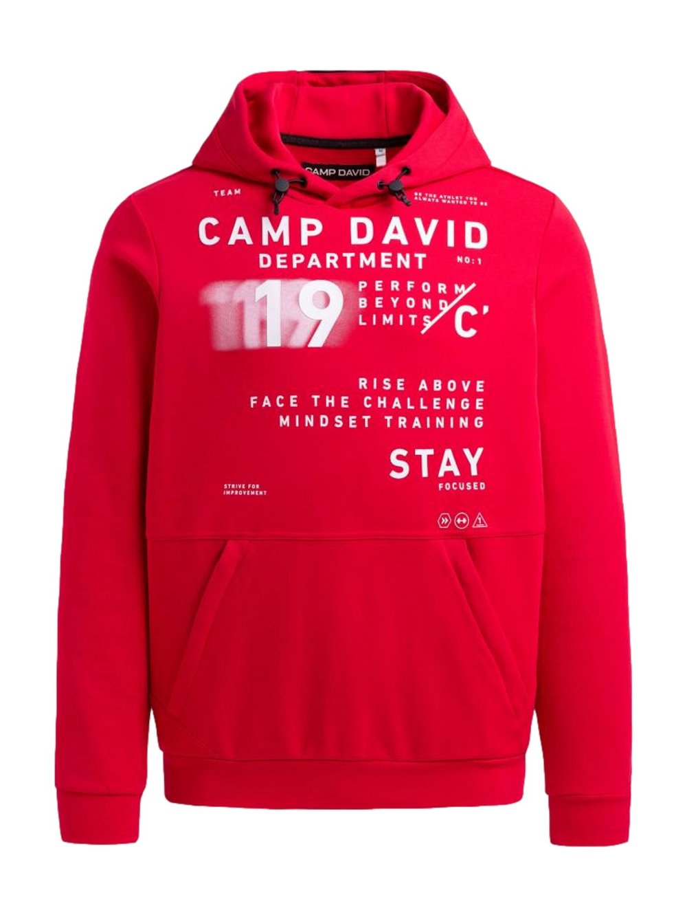 Thumbnail - Camp David Kapuzensweatshirt Herren Baumwolle rot bedruckt, XXL