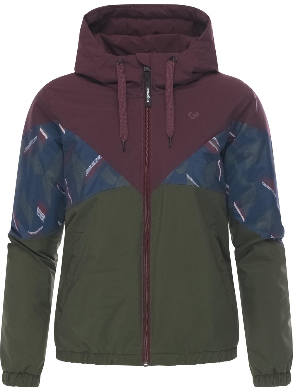 Thumbnail - Ragwear Regenjacke Damen grün gemustert, XS