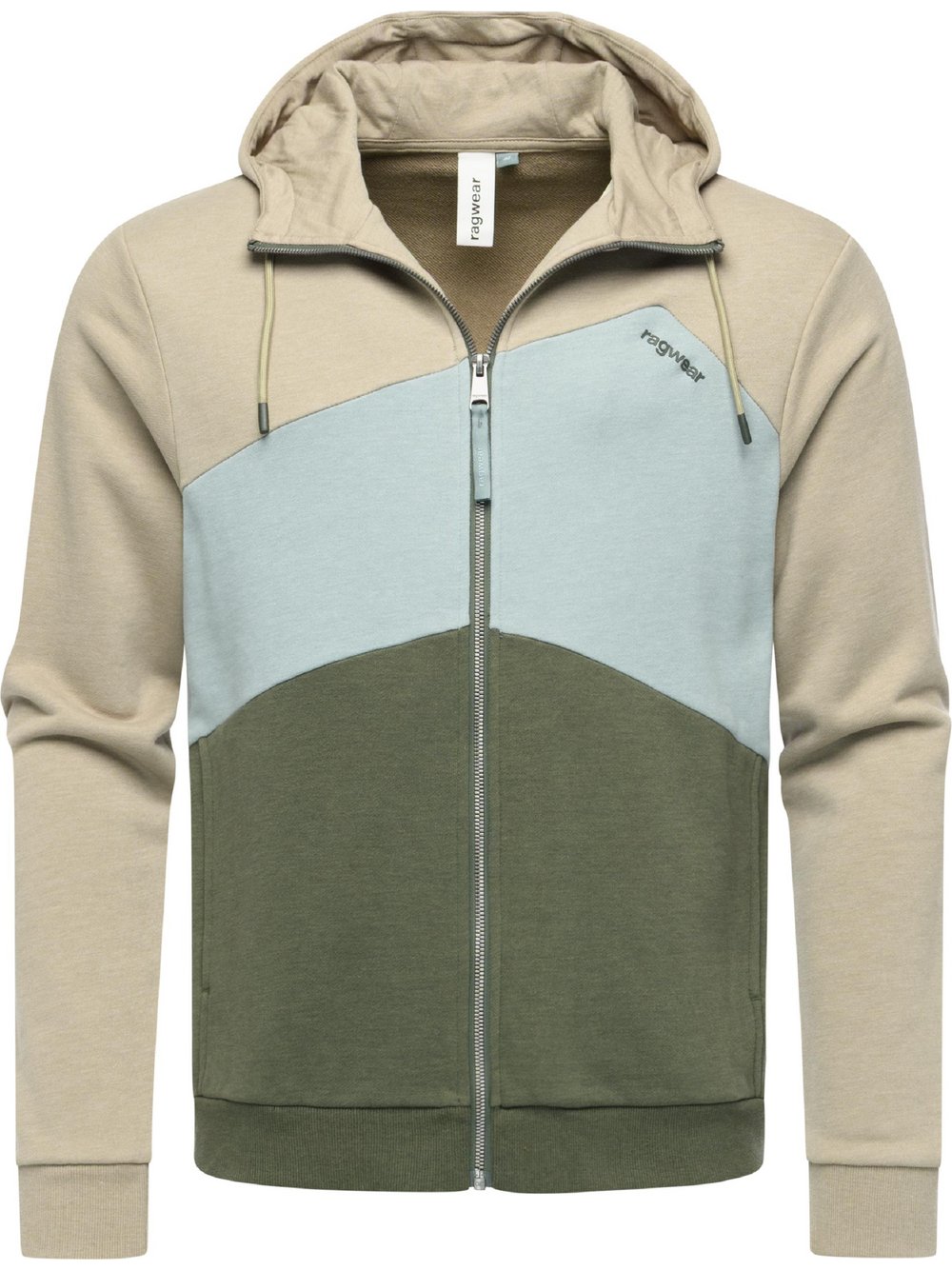 Thumbnail - Ragwear Kapuzensweatjacke Herren Baumwolle grün gestreift, XL
