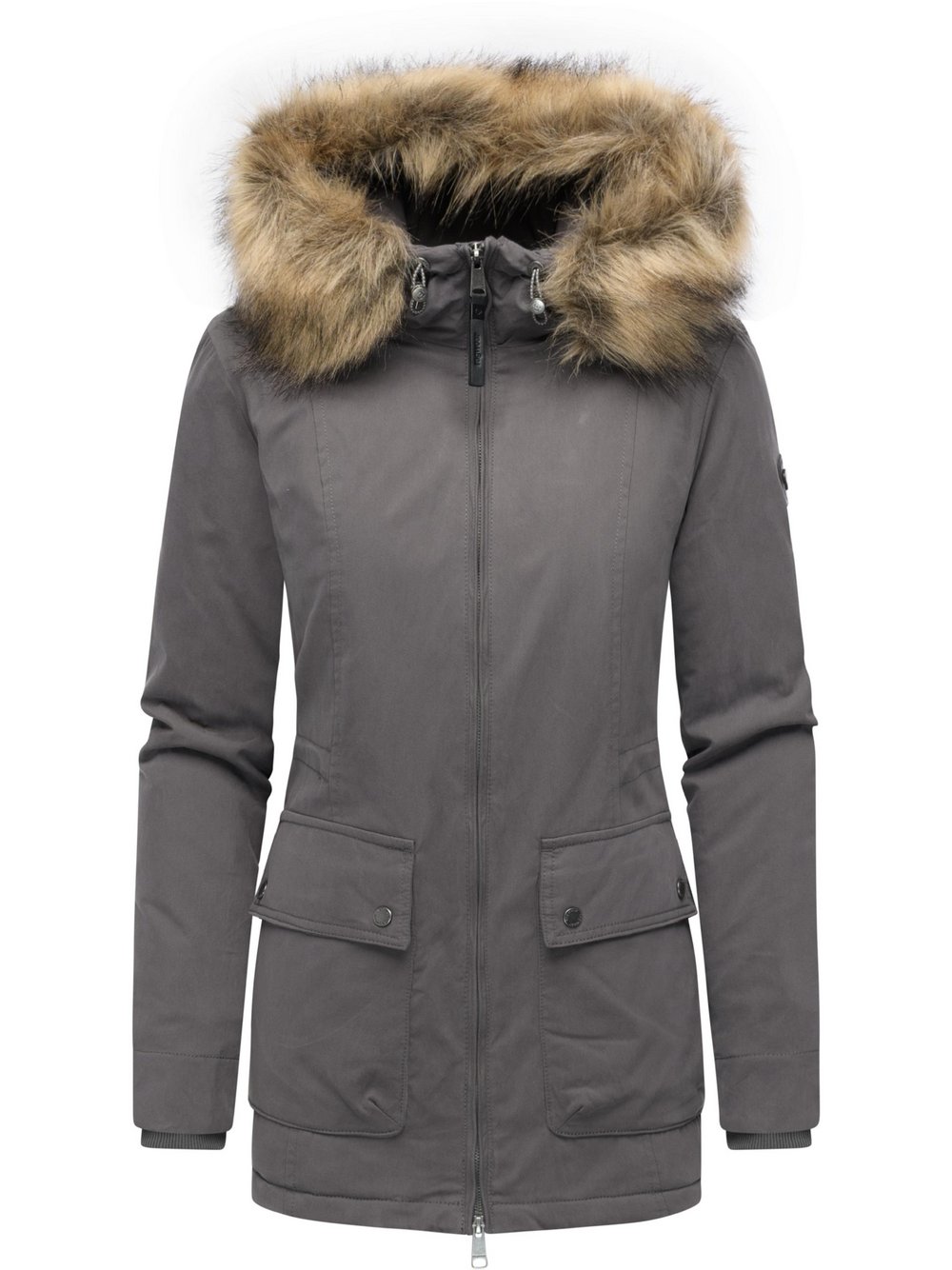 VAN GRAAF Ragwear Damen Grau Kurzmantel Baumwolle Groß