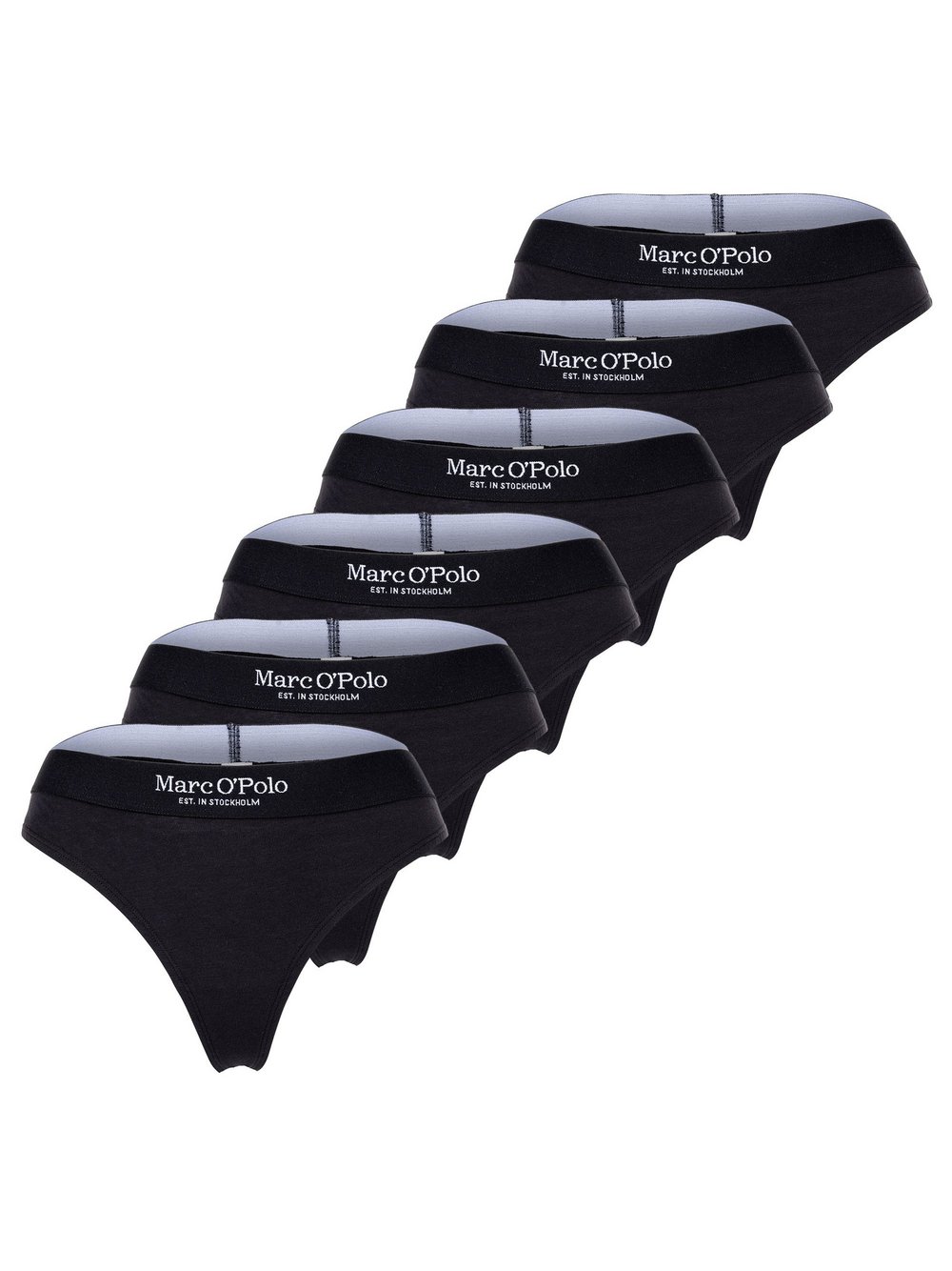 Marc O'Polo String 6er Pack Damen Baumwolle schwarz, M