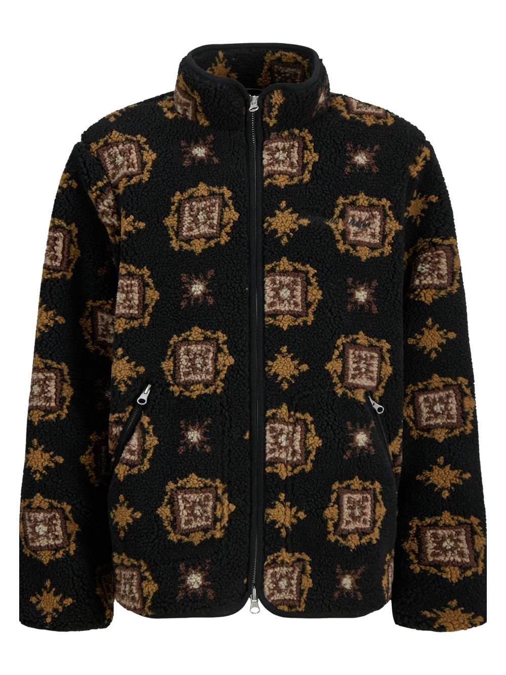 Thumbnail - Jack & Jones Junior Teddyjacke Jungen schwarz gemustert, 140