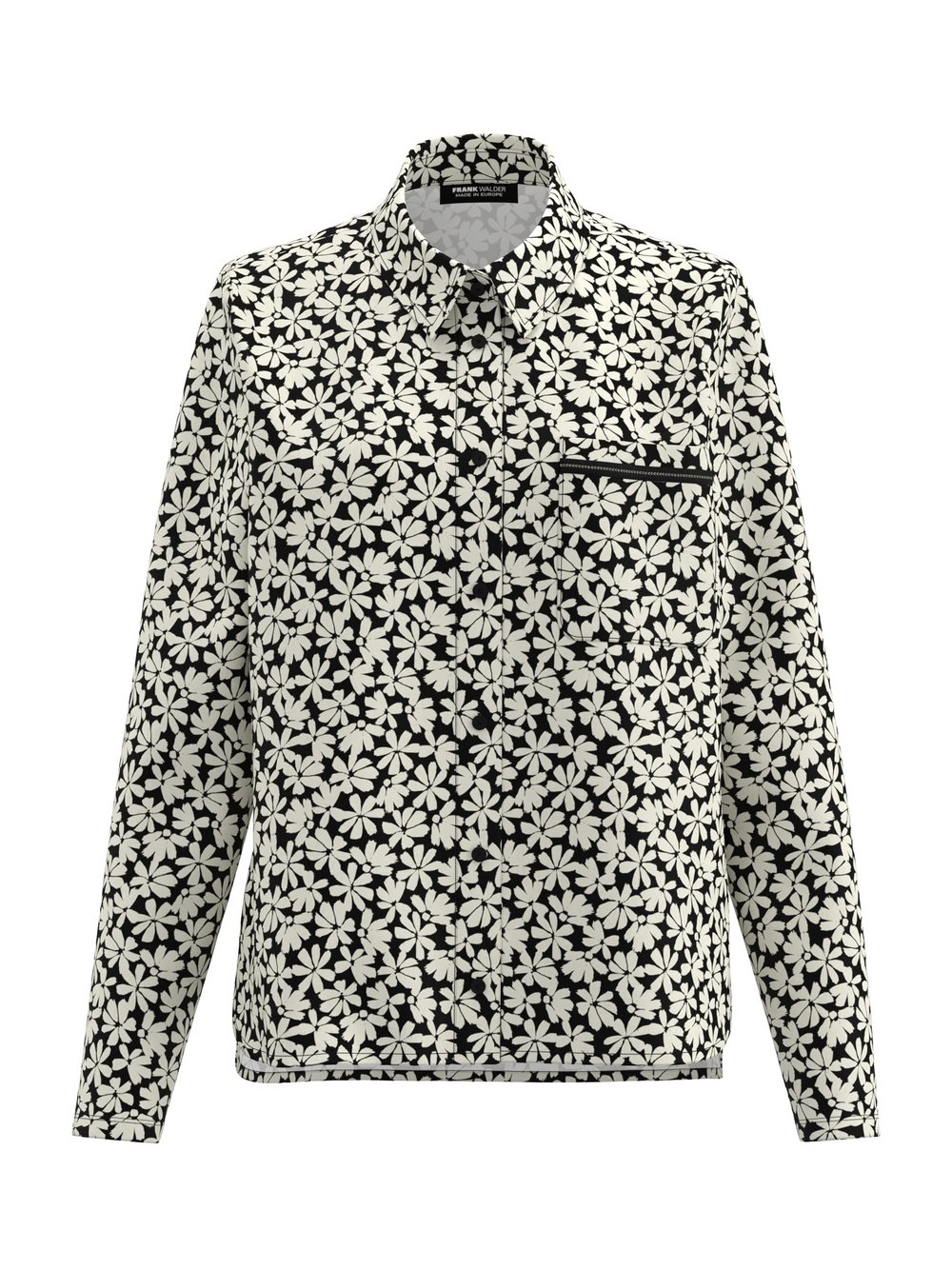 Frank Walder Bluse Damen Modal schwarz gemustert, 46