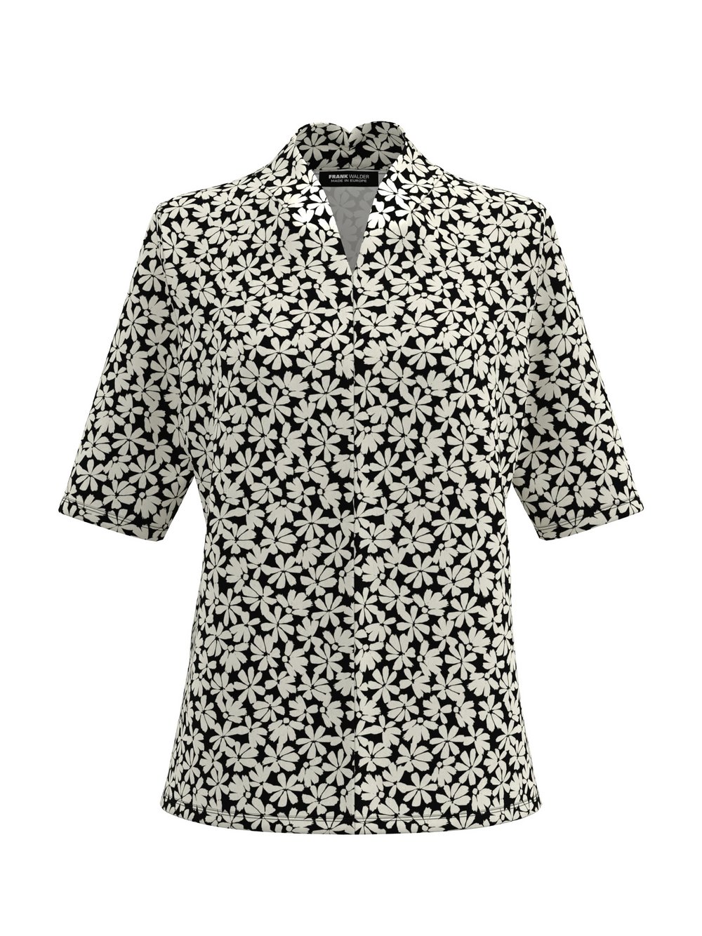 Frank Walder Shirt Damen Baumwolle schwarz gemustert, 50
