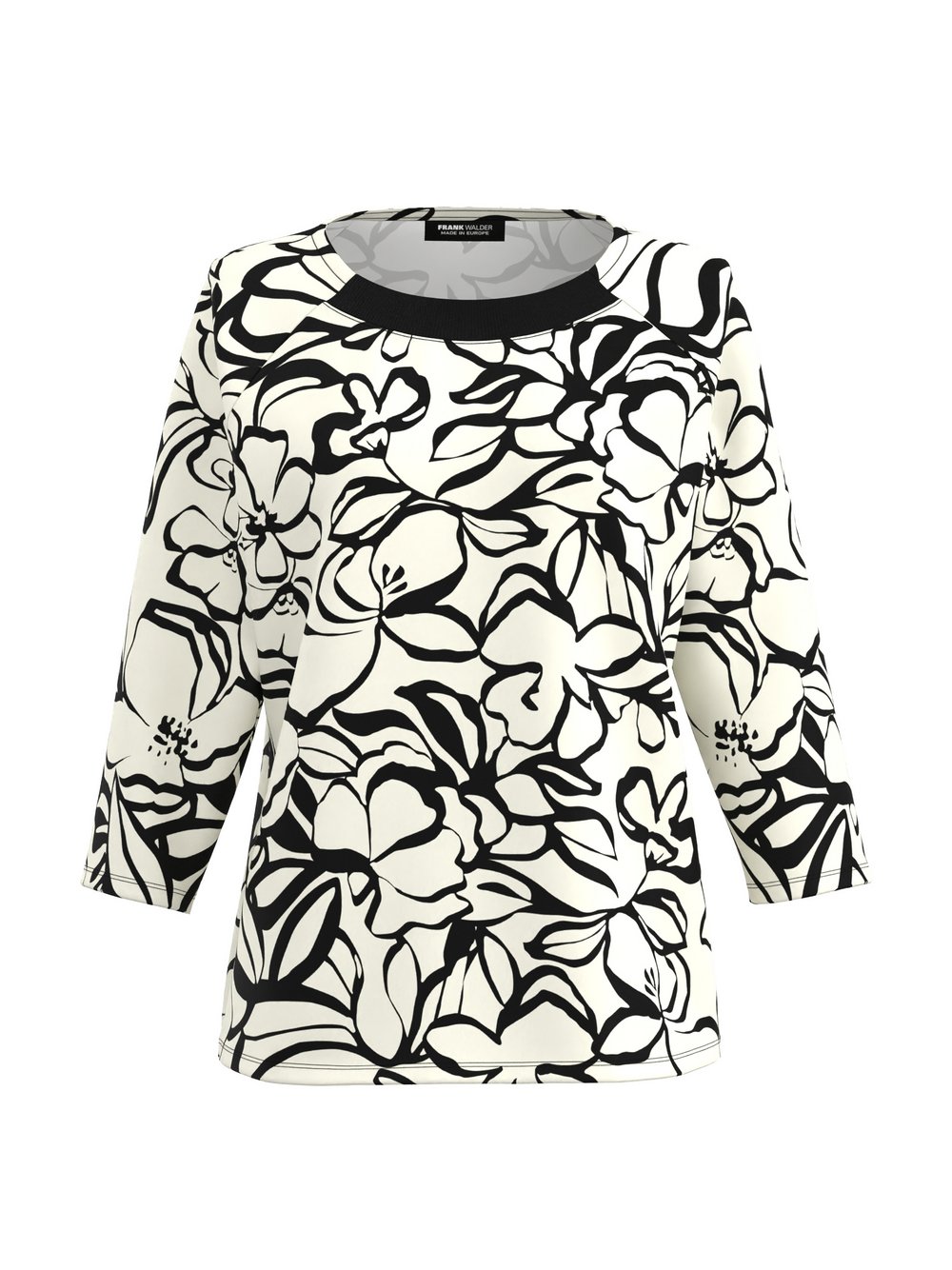 Frank Walder Shirt Damen Viskose schwarz gemustert, 46