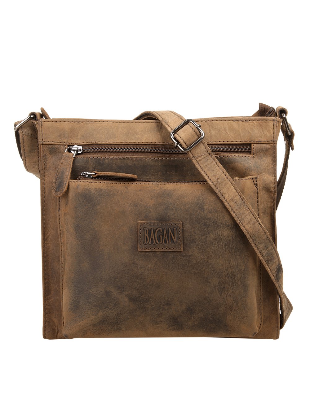 BAGAN Umhängetasche Damen Leder braun, ONE SIZE