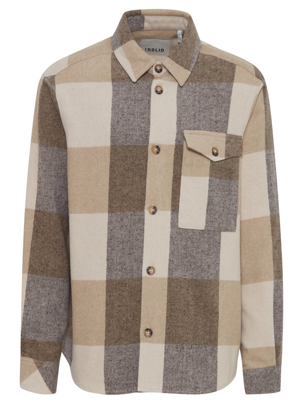 Solid Hemd Herren Regular Fit braun kariert, L