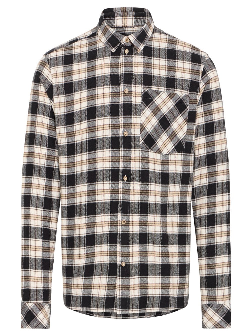 Solid Hemd Herren Regular Fit Baumwolle schwarz kariert, M