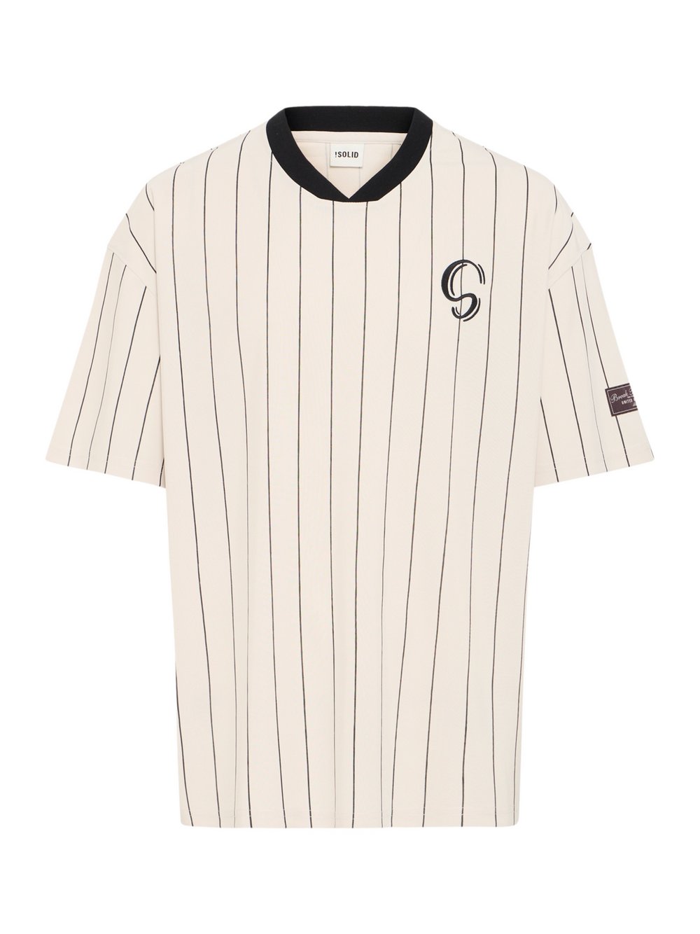 Solid T-Shirt Herren beige gestreift, L