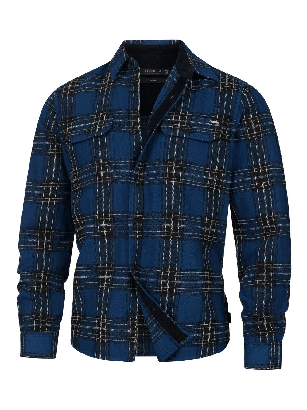 Indicode Hemd Langarm Herren Regular Fit Baumwolle blau kariert, M