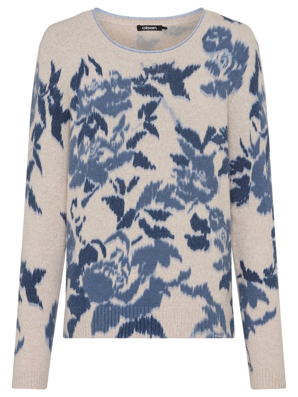 Olsen Strickpullover Damen Viskose blau bedruckt, 46