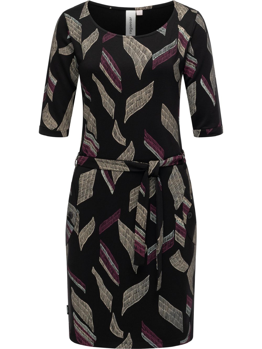 Ragwear Jerseykleid Damen schwarz gemustert, M