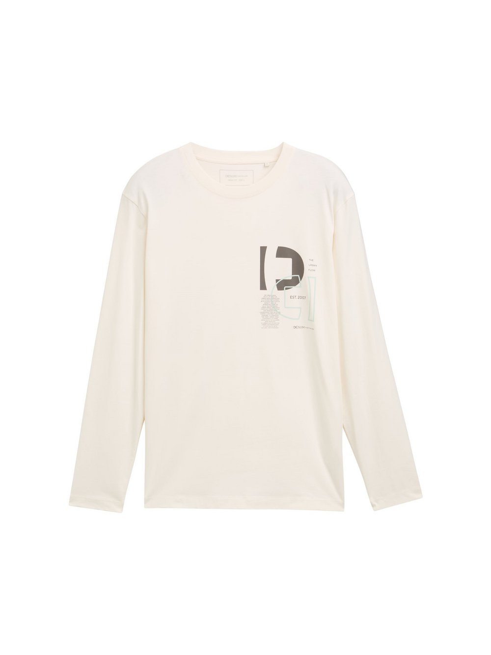 Tom Tailor Langarmshirt Herren Baumwolle weiß bedruckt, M