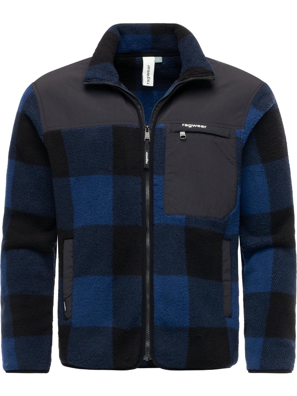 Ragwear Plüschjacke Herren blau kariert, XXL