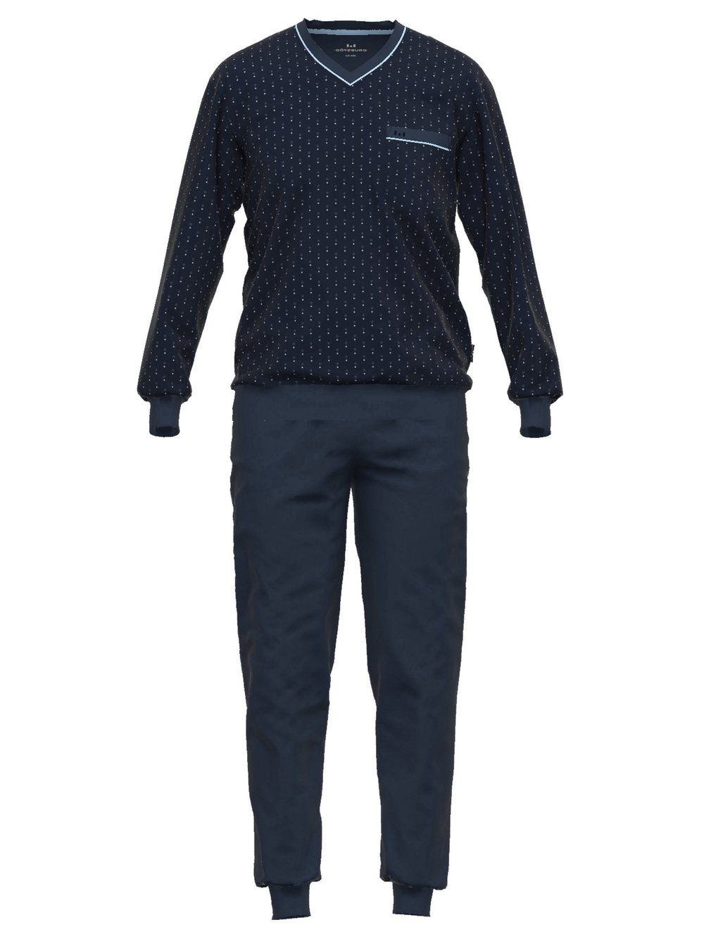 GÖTZBURG Pyjama Herren Jersey blau gemustert, 52