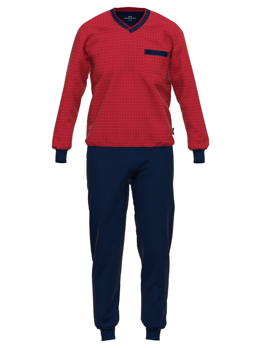 GÖTZBURG Pyjama Herren Jersey rot gemustert, 50