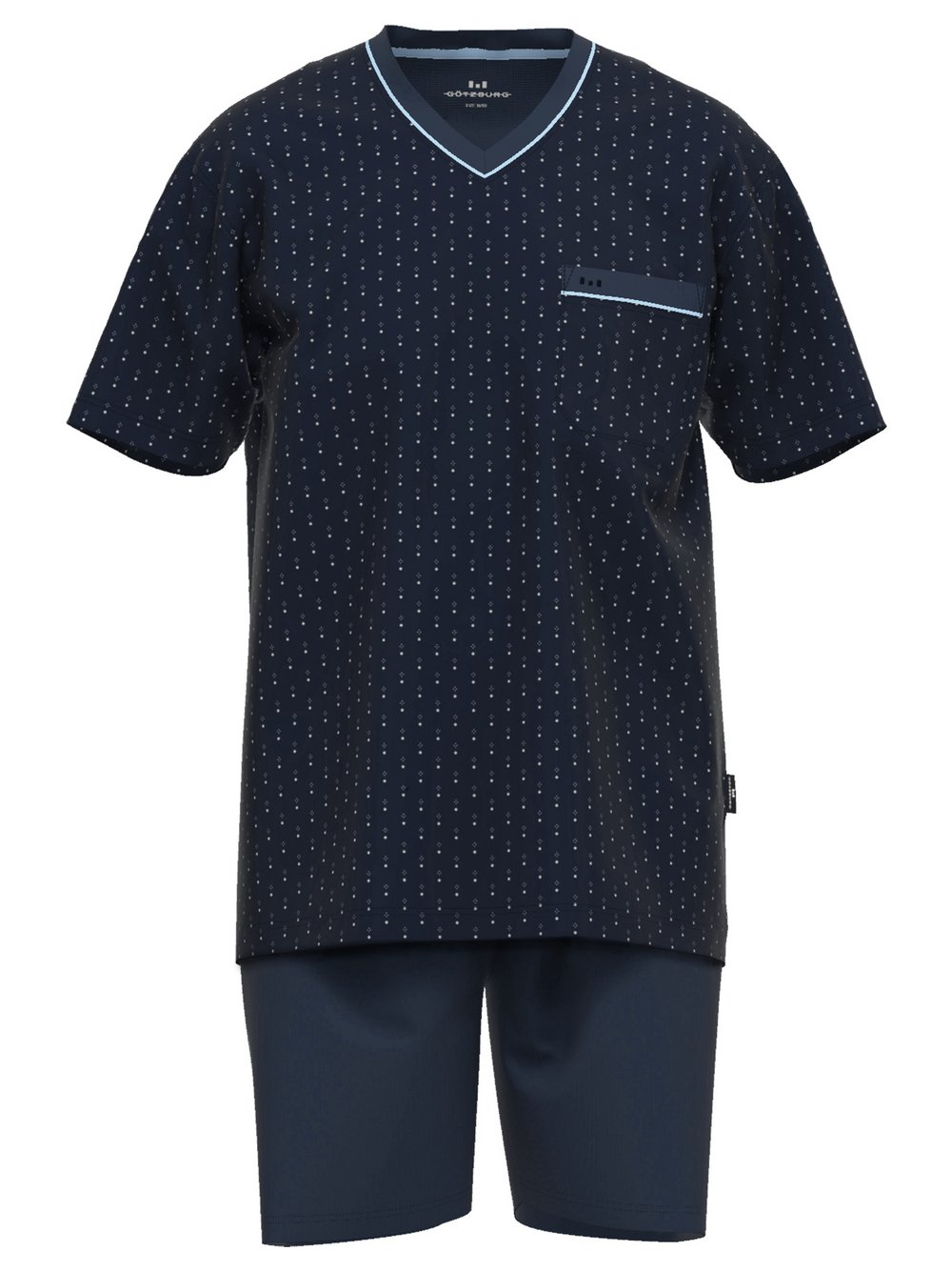 Thumbnail - GÖTZBURG Shorty Herren Jersey blau gemustert, 48