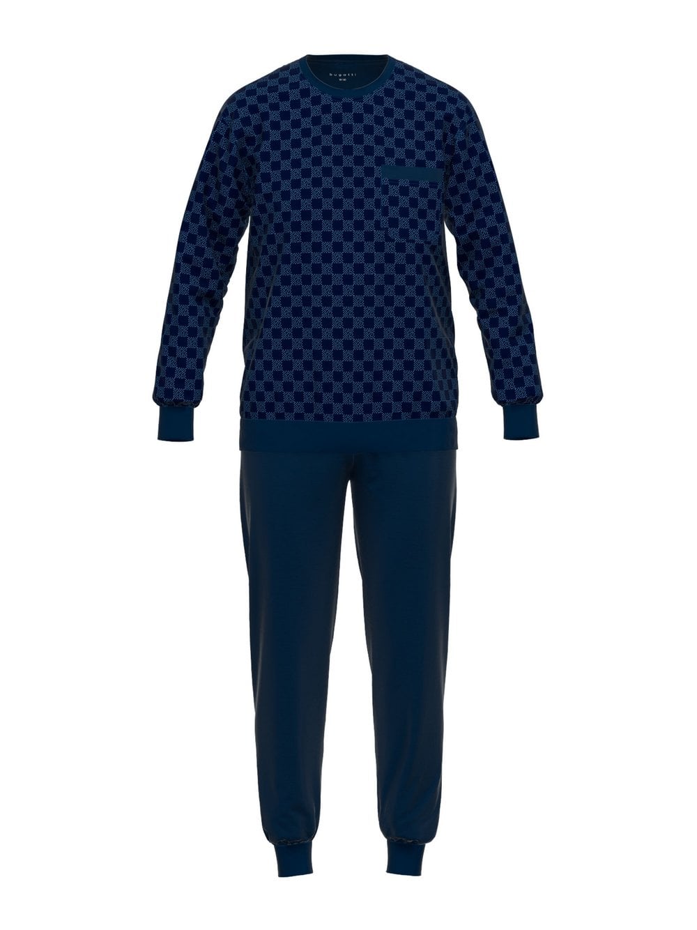 Thumbnail - Bugatti Pyjama Herren Jersey blau gemustert, 50