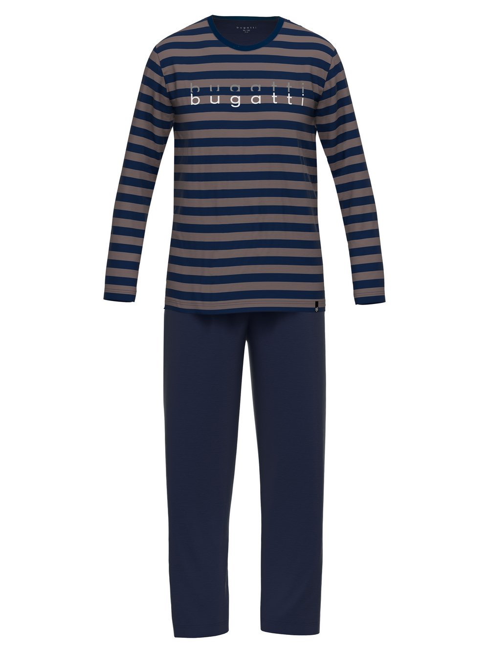 Thumbnail - Bugatti Pyjama Herren Jersey braun gestreift, 50