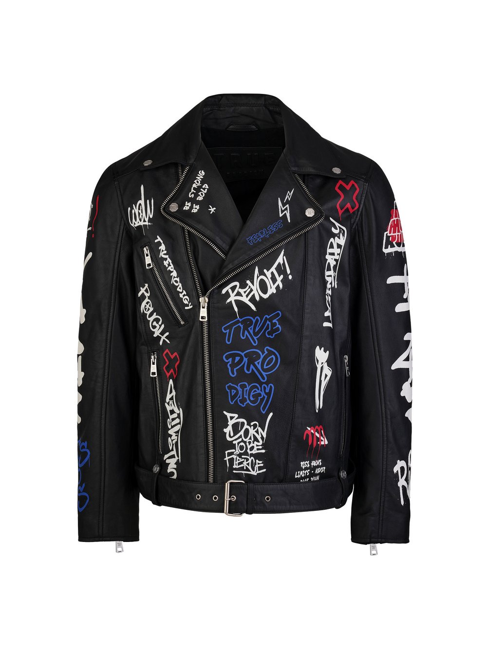 Trueprodigy Bikerjacke Herren schwarz bedruckt, M