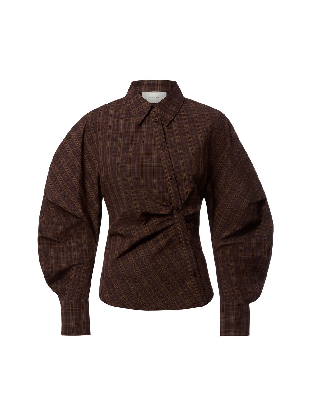 Neo Noir Hemdbluse Damen Baumwolle braun kariert, 34