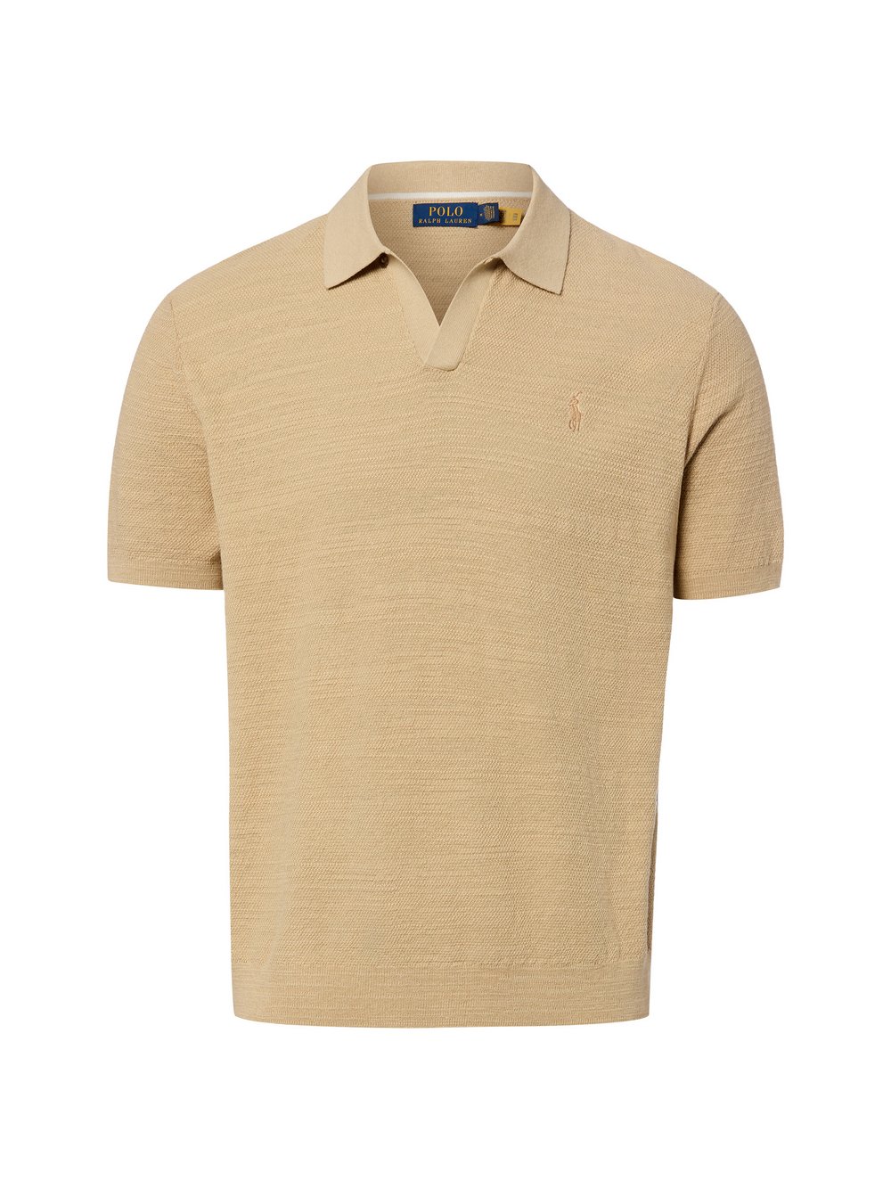 Polo Ralph Lauren Strick-Poloshirt mit Leinen-Anteil Herren Baumwolle braun strukturiert, S