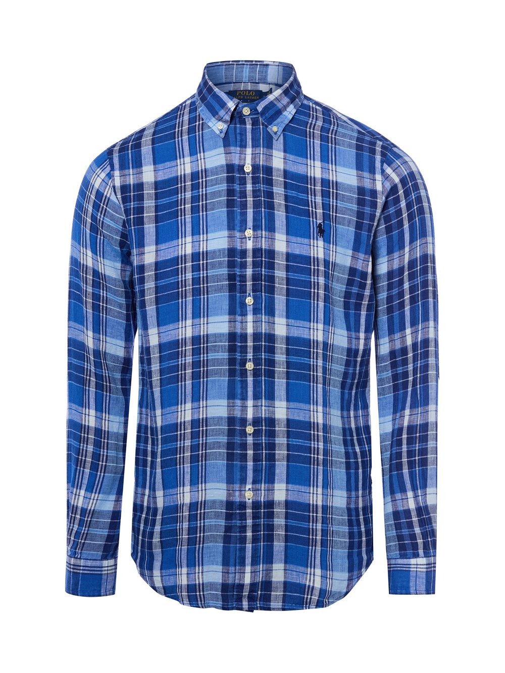 Polo Ralph Lauren Leinenhemd Herren Modern Fit blau kariert, L