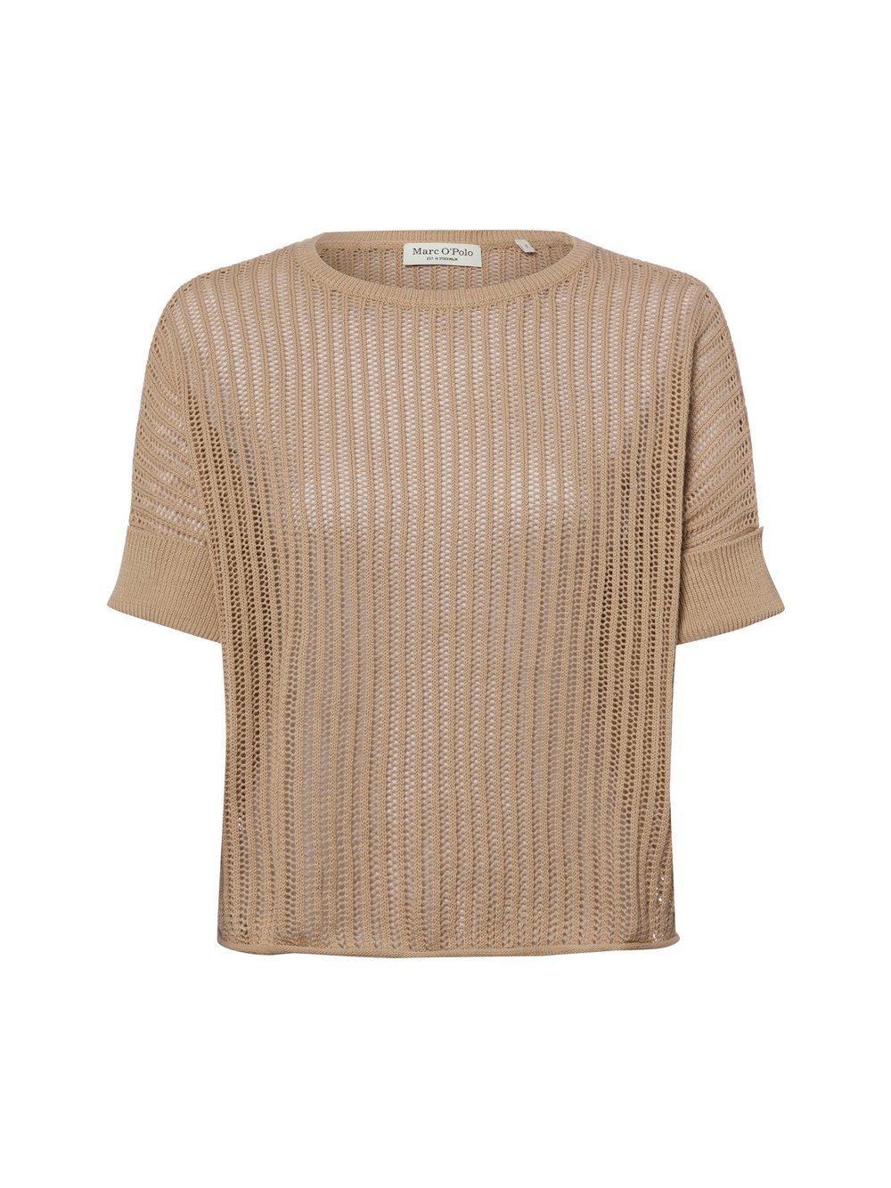 VAN GRAAF Marc O'polo Damen Melange Strickshirt Mit Leinen-Anteil Baumwolle Beige, Mittel