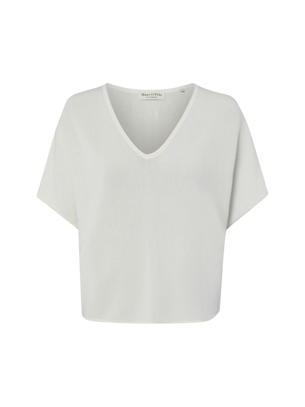 Marc O'polo Damen Weiß Kurzarmpullover Gr. S, ( Cotton), Strick, Obermaterial: 100% Baumwolle, Loose Fit Normal, V-Ausschnitt, Bündchen, Pull... - Bild 3