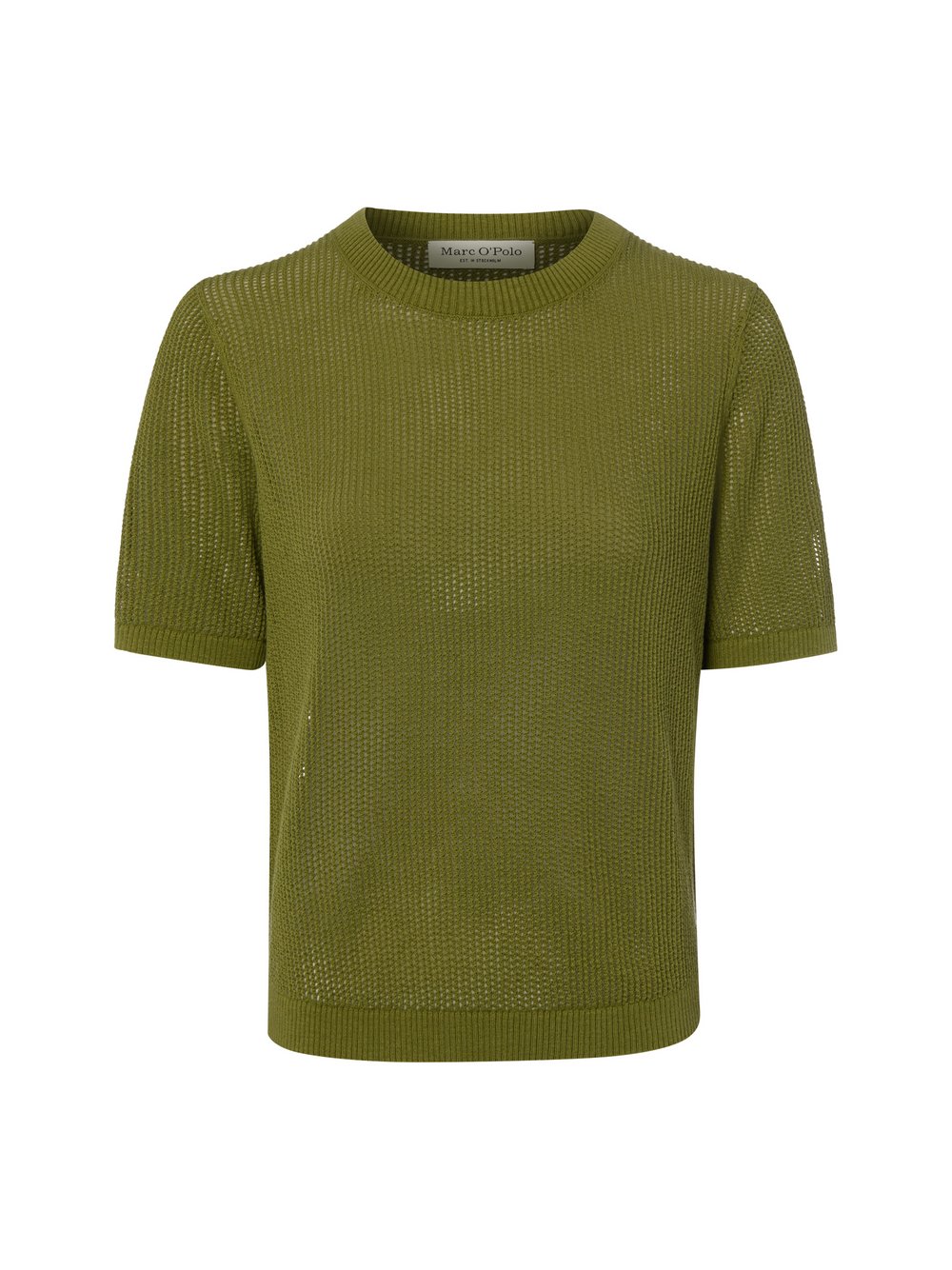 VAN GRAAF Marc O'polo Damen Erbse Kurzarm-Strickpullover Baumwolle Grün, Mittel