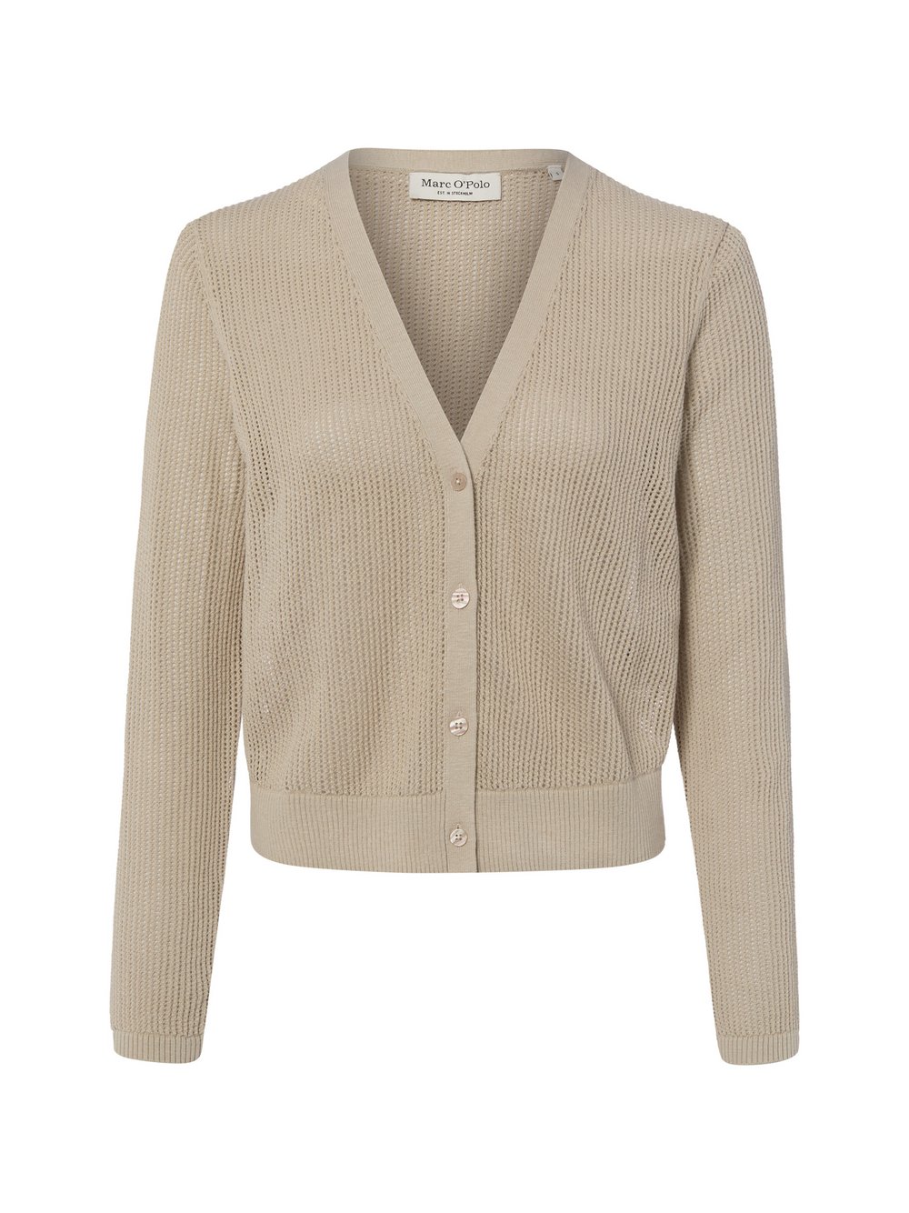 VAN GRAAF Marc O'polo Damen Kitt Strickjacke Baumwolle Beige, Klein
