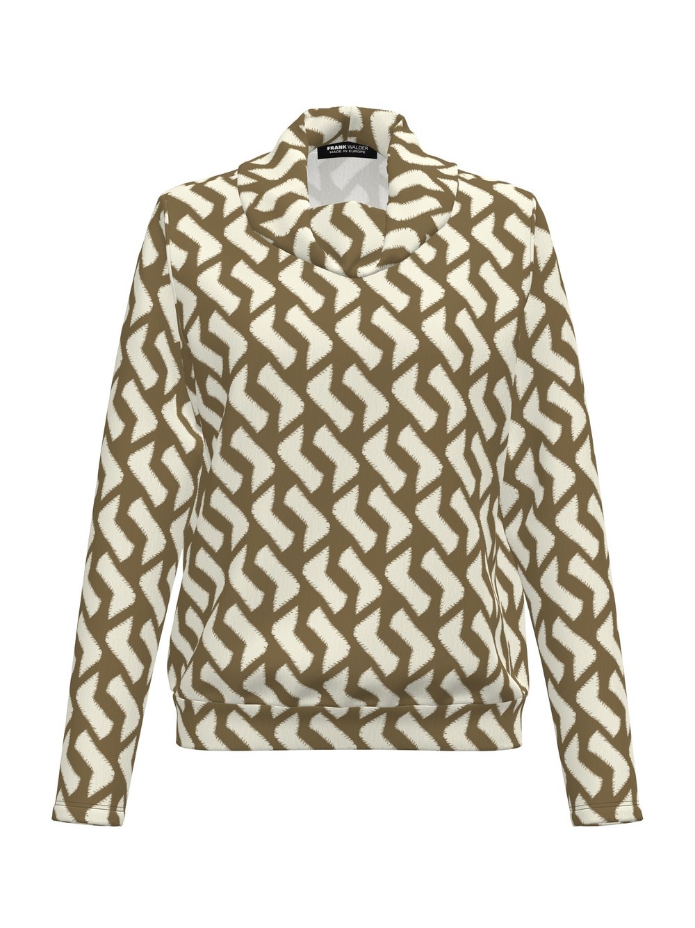 Frank Walder Shirt Damen Viskose beige bedruckt, 46