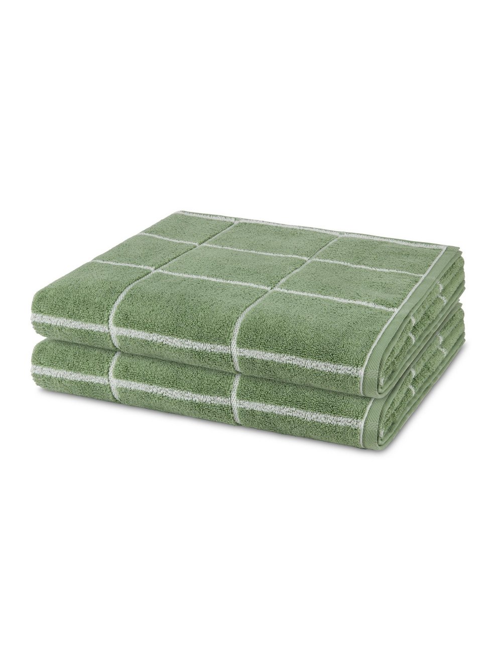 Thumbnail - Ross Handtuchset 2-teilig Damen Baumwolle grün kariert, ONE SIZE