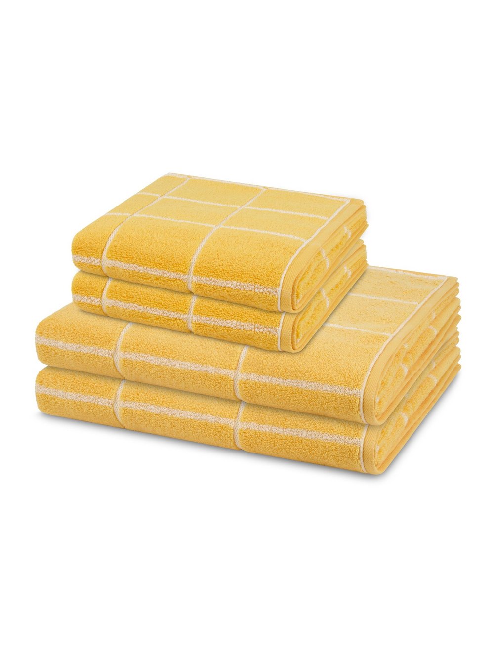 Thumbnail - Ross Handtuchset 2-teilig Damen Baumwolle gelb kariert, ONE SIZE