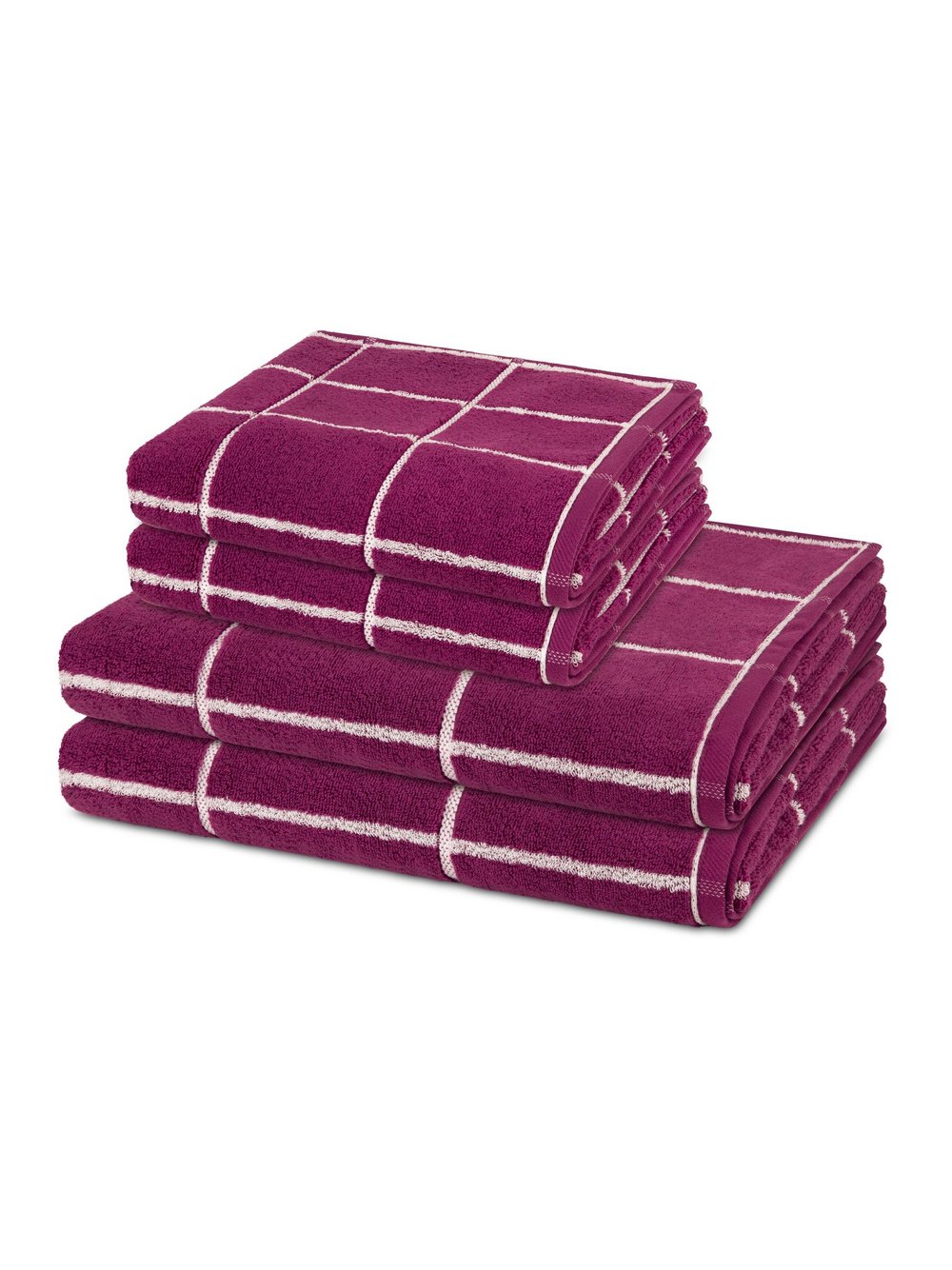 Thumbnail - Ross Handtuchset 2-teilig Damen Baumwolle lila kariert, ONE SIZE