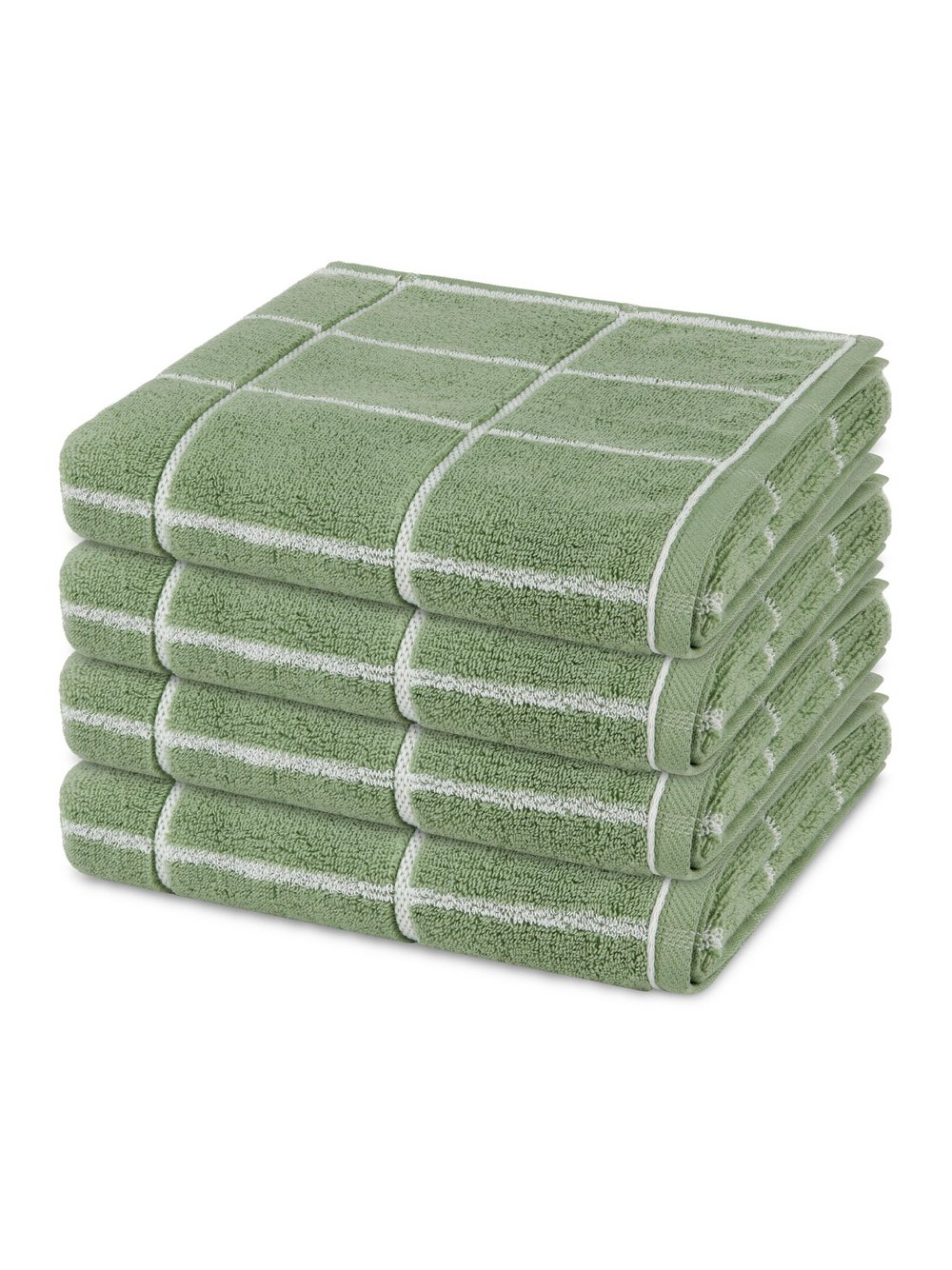 Thumbnail - Ross Handtuchset 4-teilig Damen Baumwolle grün kariert, ONE SIZE