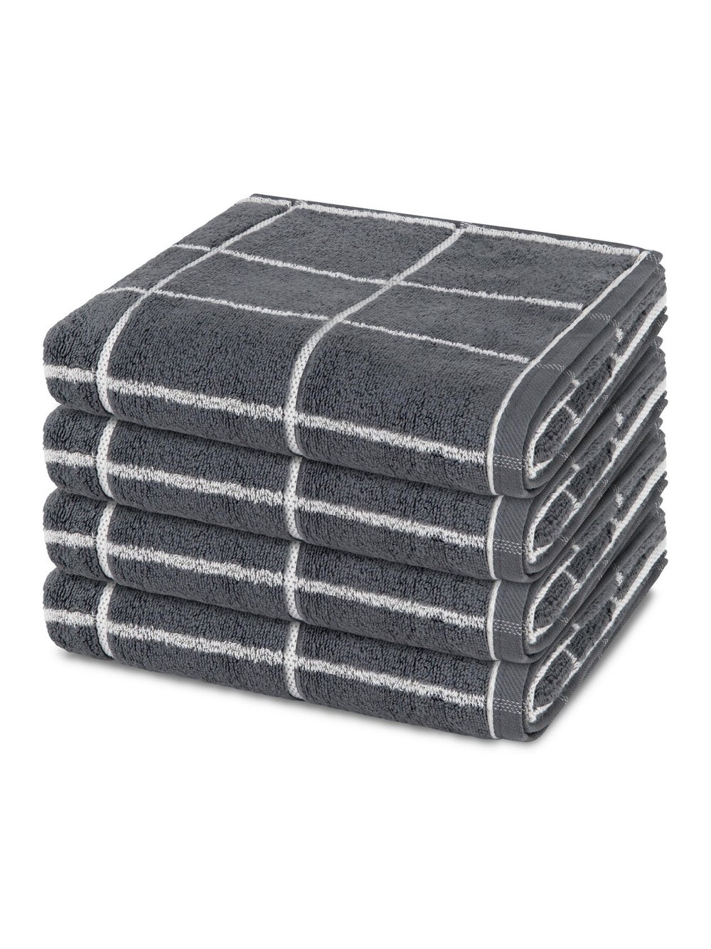 Thumbnail - Ross Handtuchset 4-teilig Damen Baumwolle grau kariert, ONE SIZE