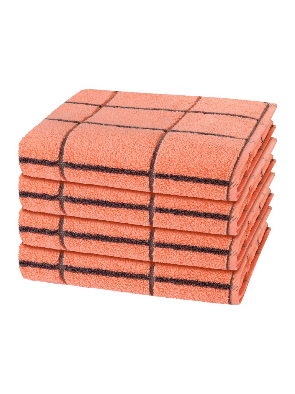 Thumbnail - Ross Handtuchset 4-teilig Damen Baumwolle orange kariert, ONE SIZE