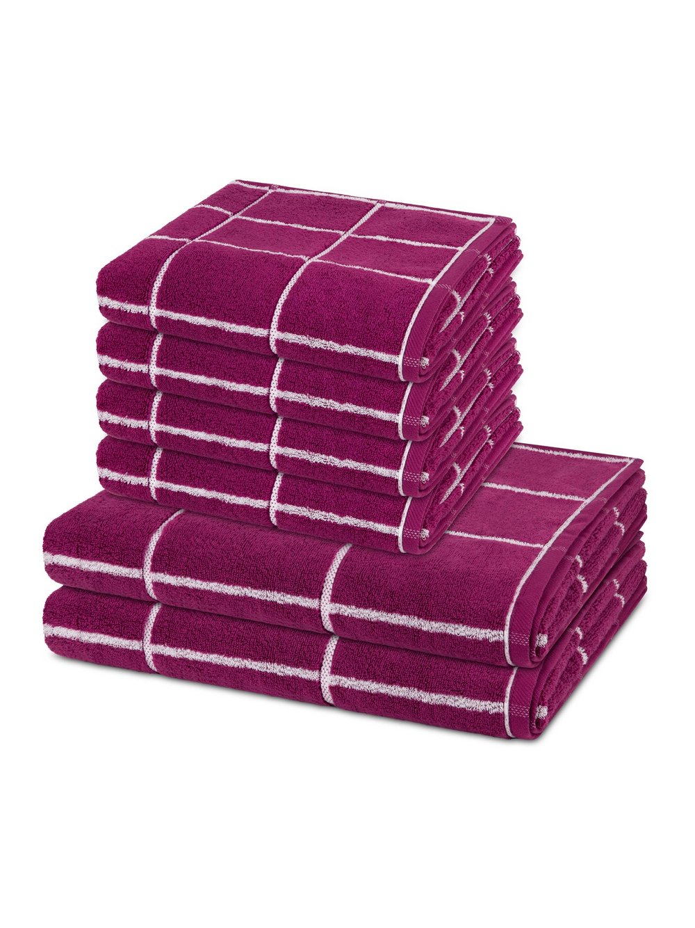 Thumbnail - Ross Handtuchset 6-teilig Damen Baumwolle lila kariert, ONE SIZE