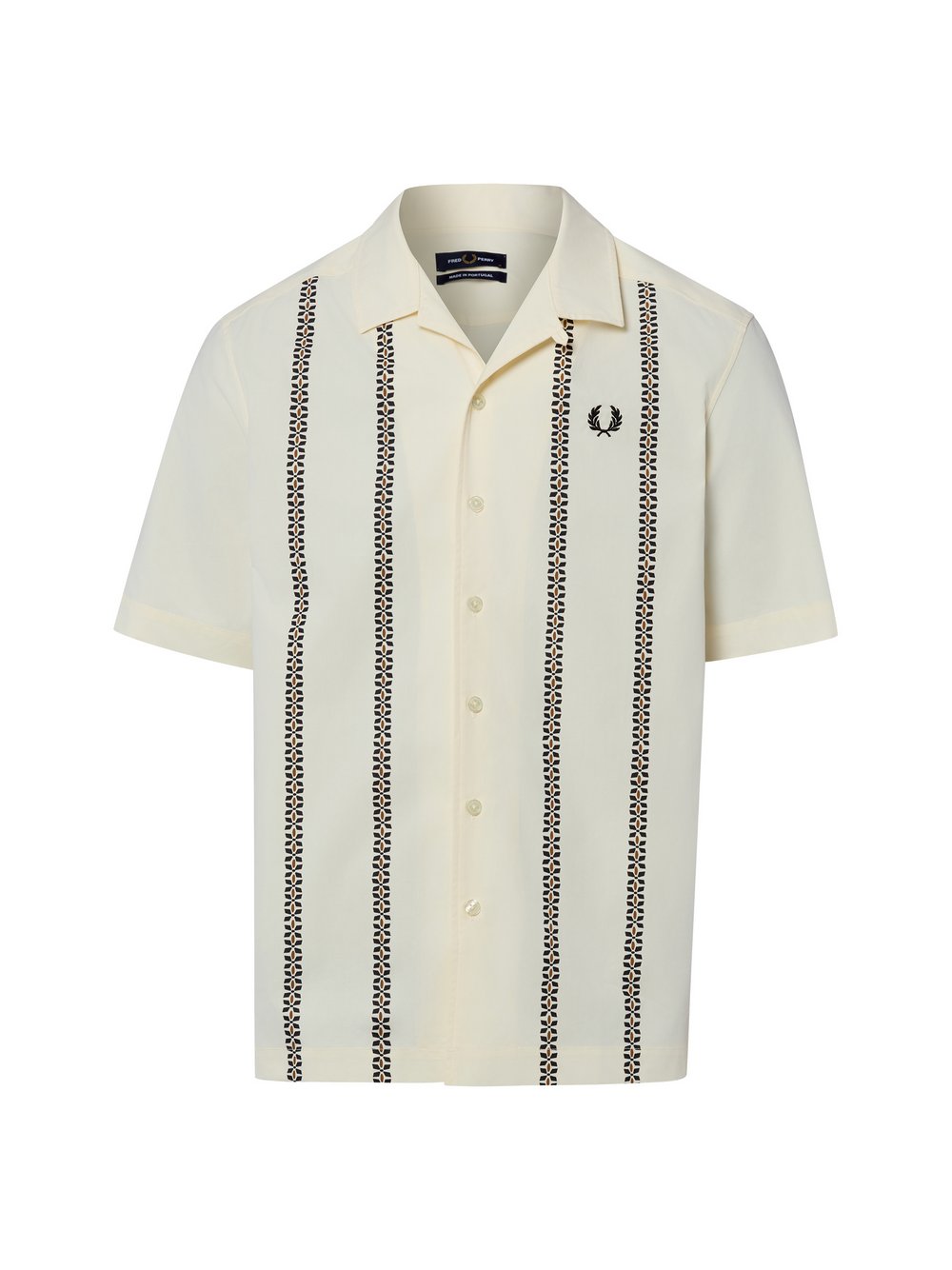 VAN GRAAF Fred Perry Herren Sand Kurzarmhemd Regular Fit Baumwolle (100%) Beige, Extra Groß