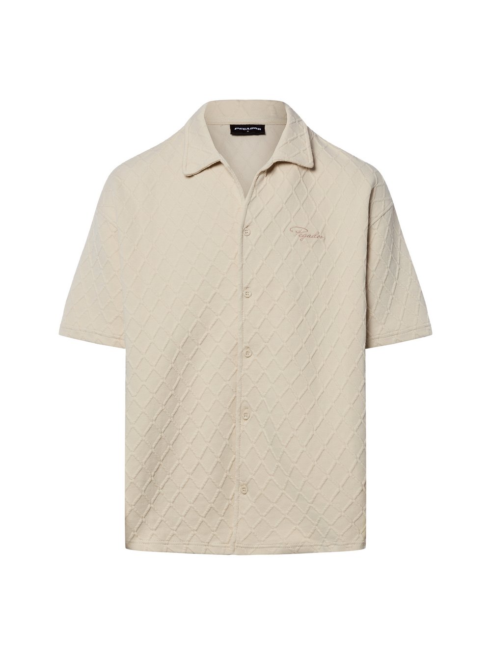 VAN GRAAF Pegador Herren Beige Kurzarmhemd Comfort Fit Baumwolle Groß