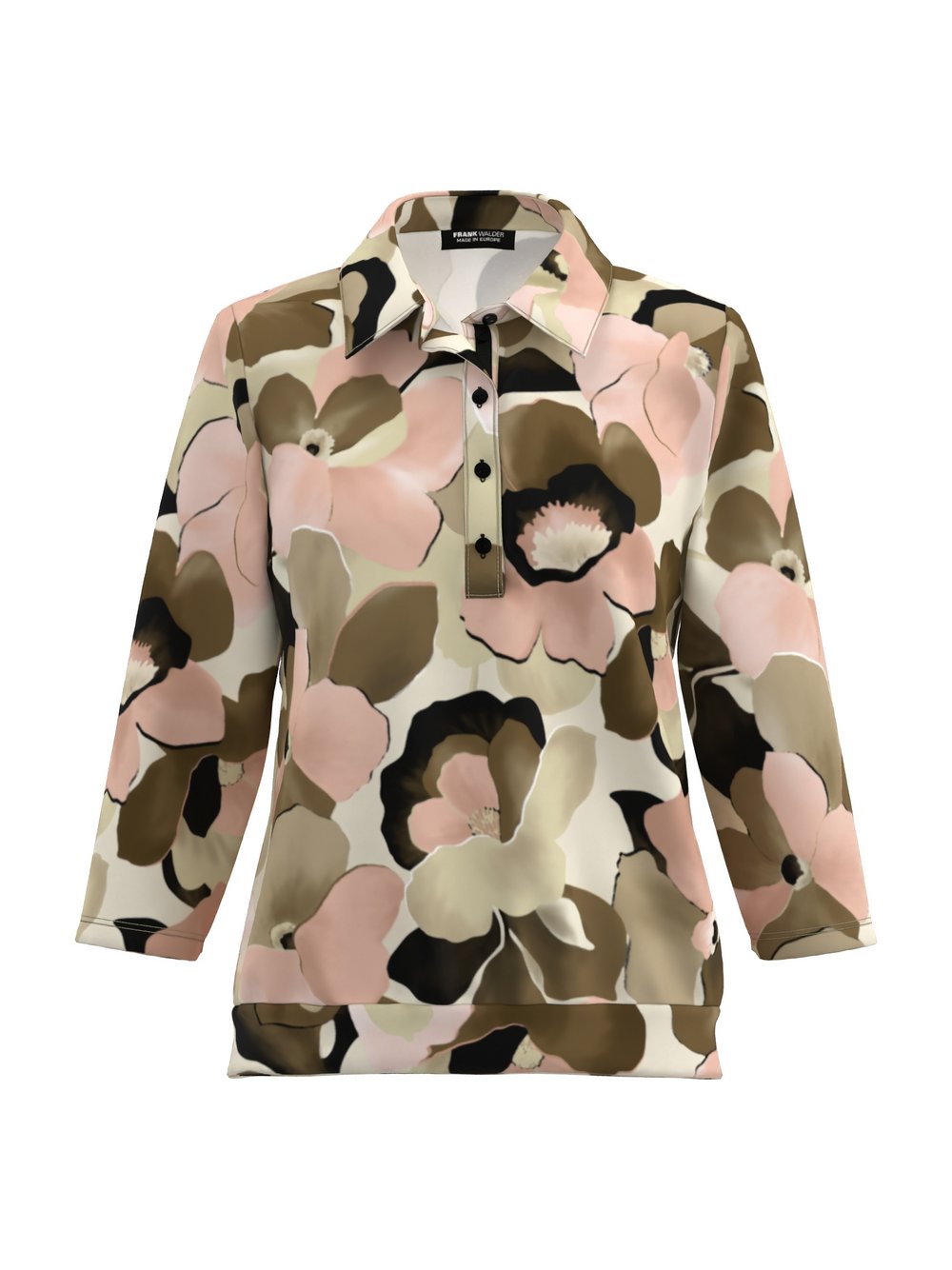 Frank Walder Poloshirt Damen Viskose beige gemustert, 40