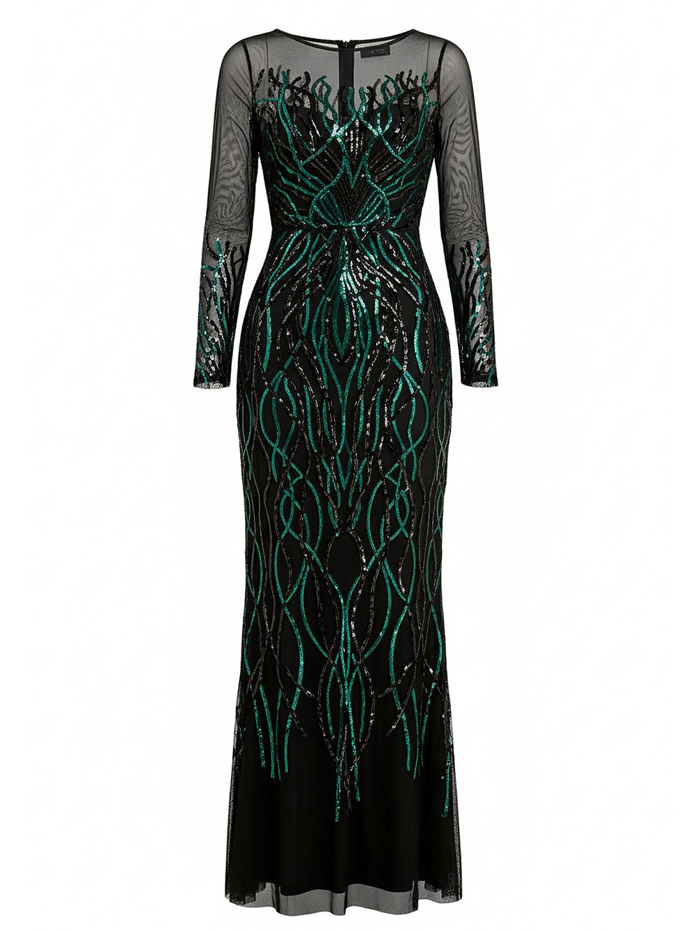 Goddiva Maxikleid Damen grün gemustert, 38