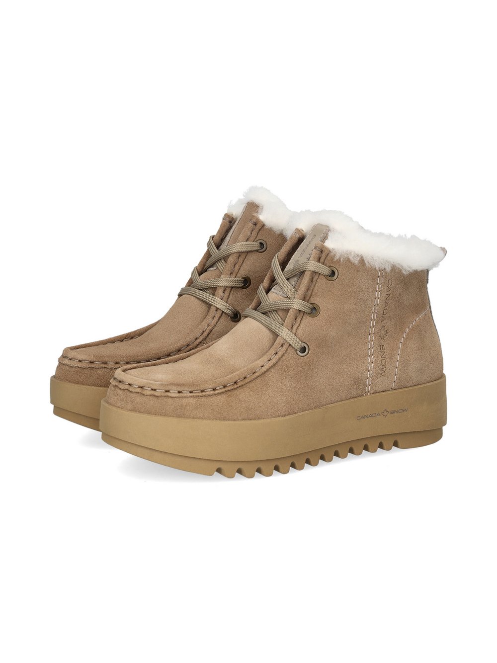 CANADA SNOW Schnürstiefeletten Damen Leder beige, 40