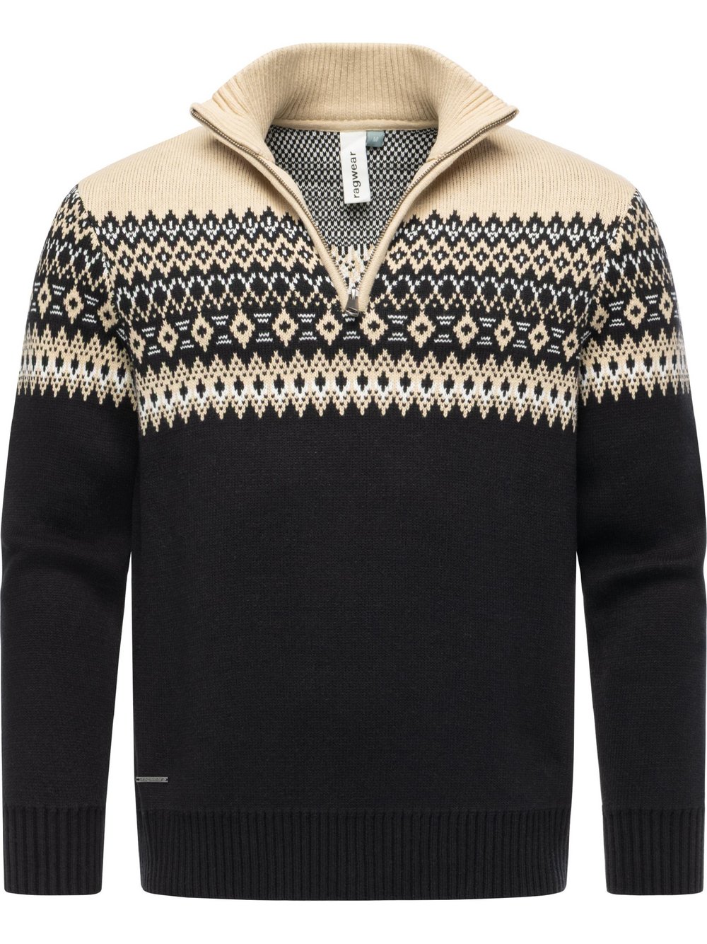 Ragwear Norwegerpullover Herren Baumwolle schwarz gemustert, M