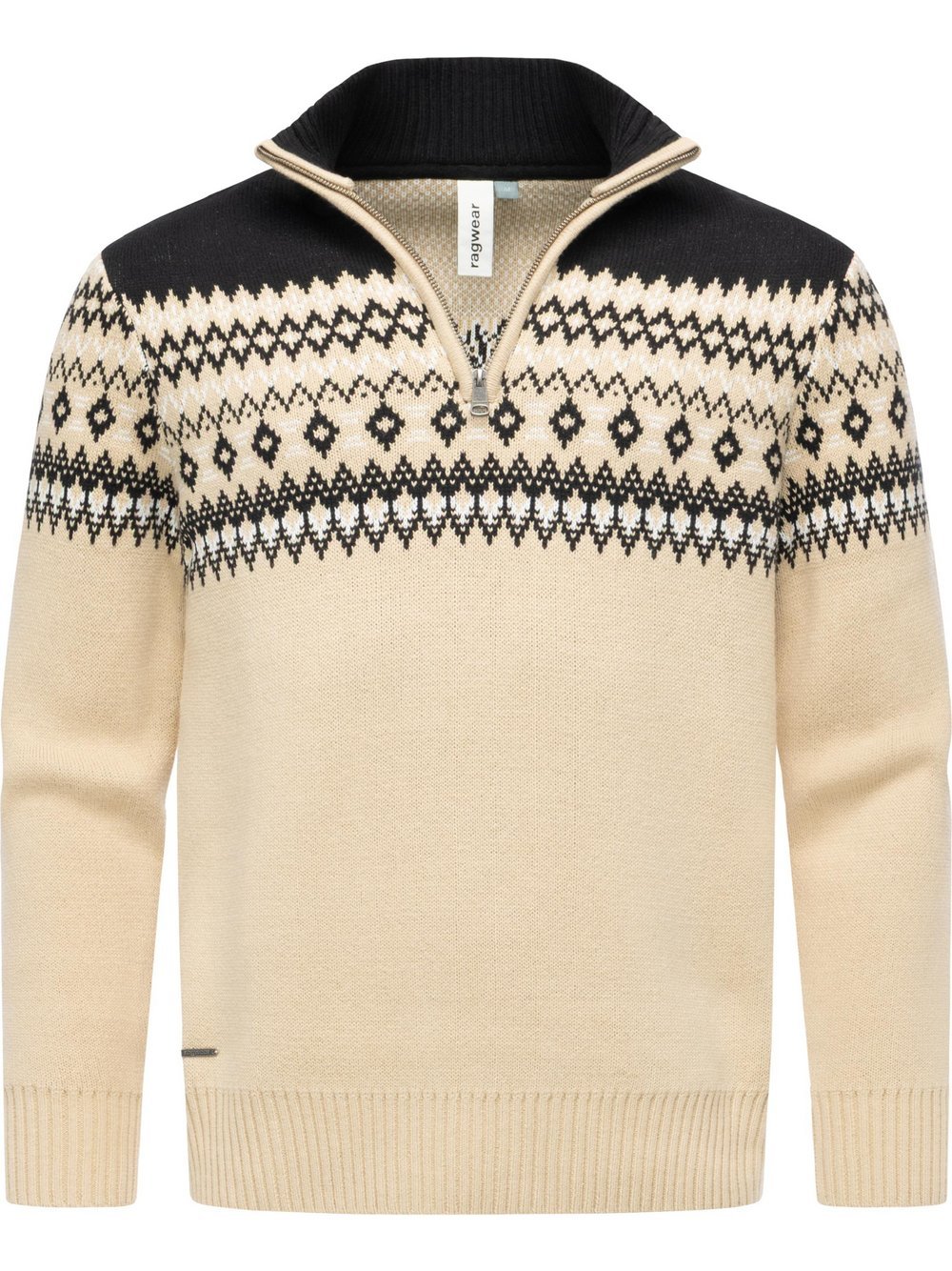 Ragwear Norwegerpullover Herren Baumwolle beige gemustert, M