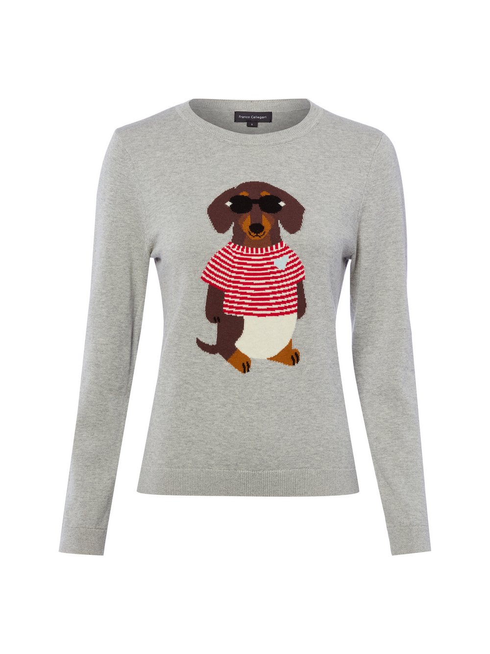 Franco Callegari Strickpullover Damen Baumwolle (100%) grau bedruckt, XL