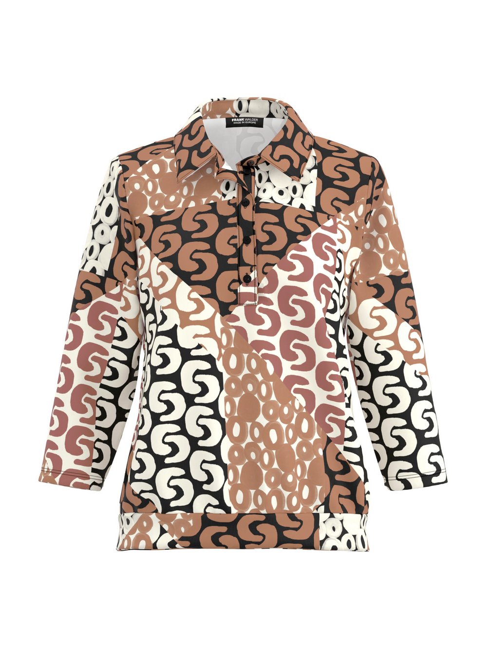 Frank Walder Poloshirt Damen Viskose mehrfarbig gemustert, 46