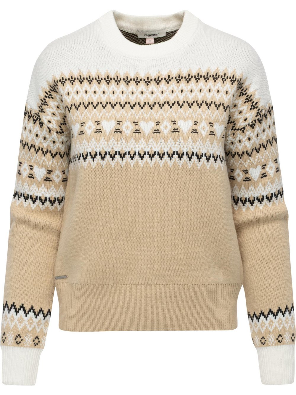 Ragwear Norwegerpullover Damen Baumwolle beige gemustert, L