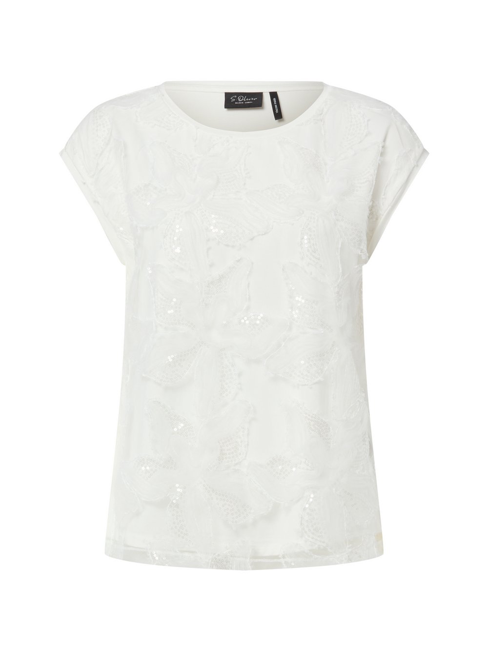 s.Oliver BLACK LABEL Blusentop Damen Viskose weiß strukturiert, 40